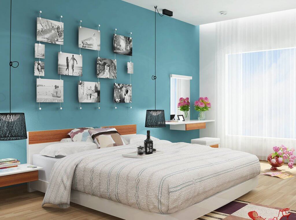 Màu sơn phòng ngủ vợ chồng nên phù hợp với màu của đồ nội thất